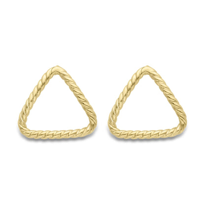 9ct Gold  Rope Twist Equilateral Triangle Stud Earrings - ERNR02649
