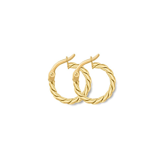 9ct Gold  Cable Twist Hoop Earrings - ERNR02797
