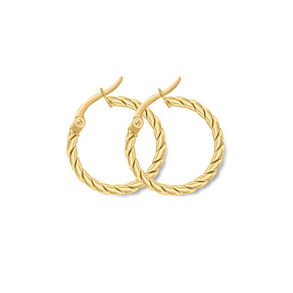 9ct Gold  Cable Twist Hoop Earrings - ERNR02798