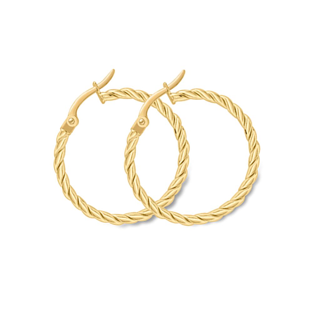 9ct Gold  Cable Twist Hoop Earrings - ERNR02799