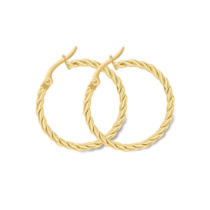 9ct Gold  Cable Twist Hoop Earrings - ERNR02799