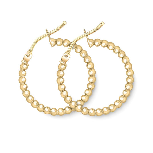 9ct Gold  Beaded Hoop Earrings - ERNR02962