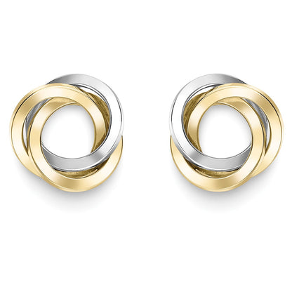 9ct 2-Colour Gold  Trilogy Knot Stud Earrings - ERNR02973