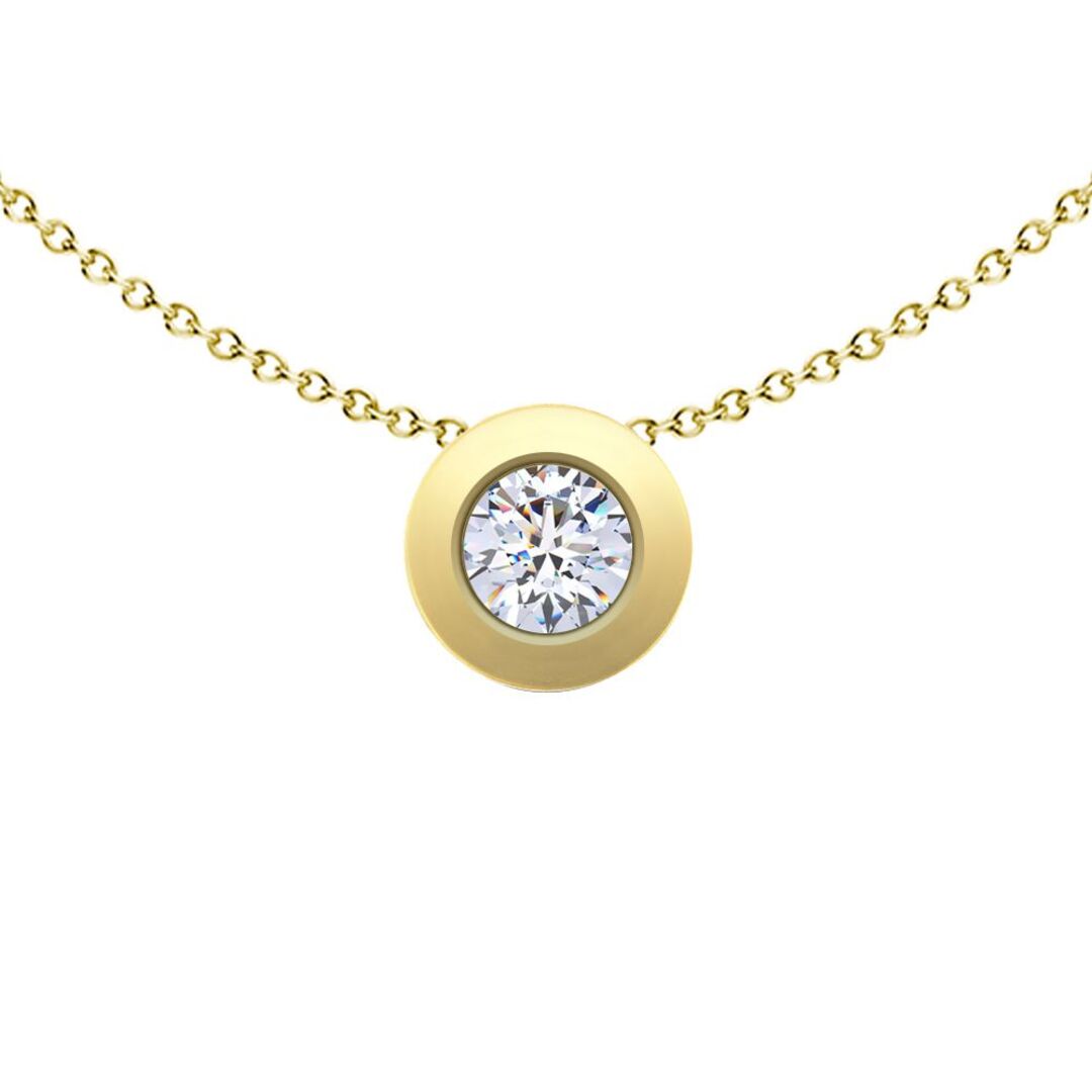 9ct Gold  CZ Donut Bezel Solitaire Slider Necklace 4mm - FANR02598