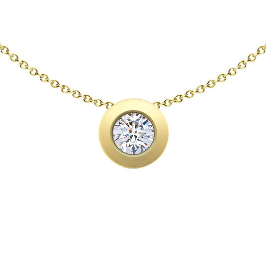 9ct Gold  CZ Donut Bezel Solitaire Slider Necklace 4mm - FANR02598