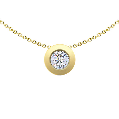 9ct Gold  CZ Donut Bezel Solitaire Slider Necklace 4mm - FANR02598