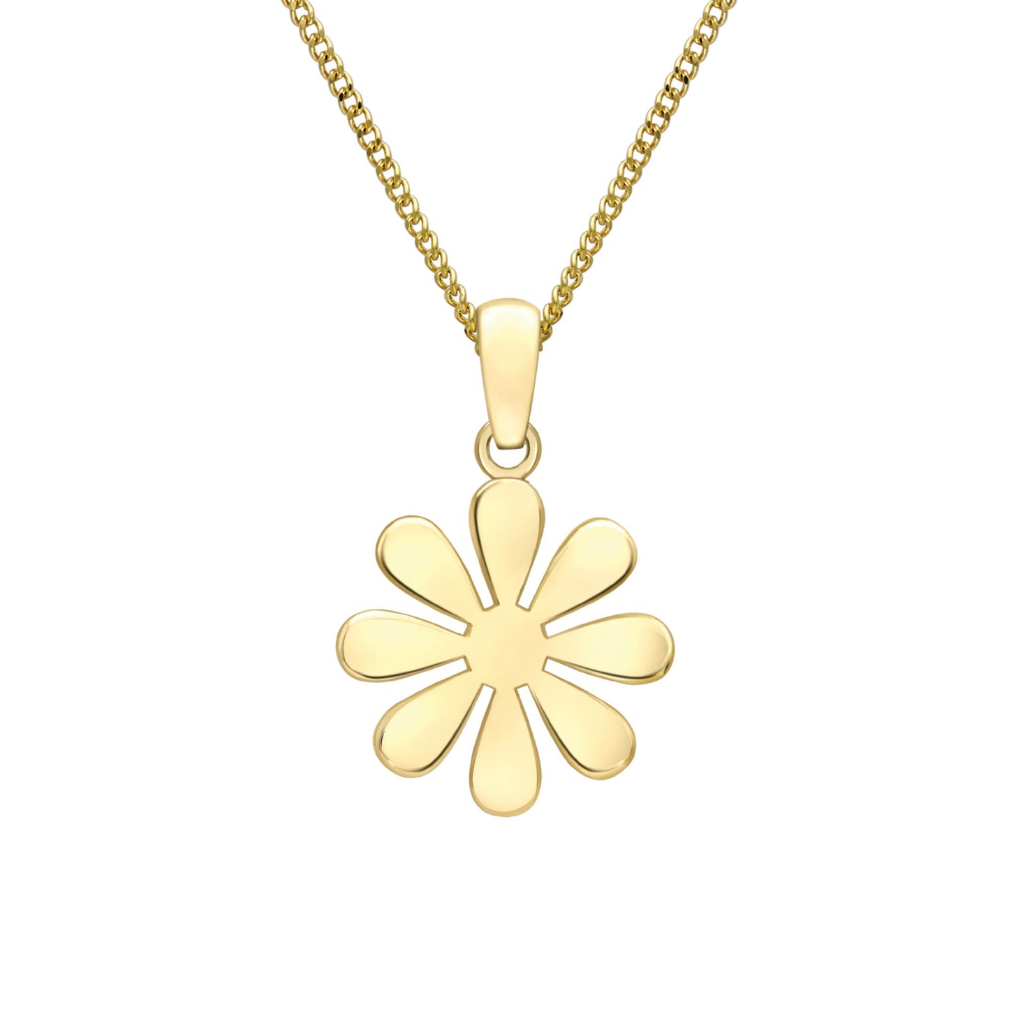 Ladies 9ct Yellow Gold  Hippy Daisy Flower Charm Pendant 11mm - FANR02600