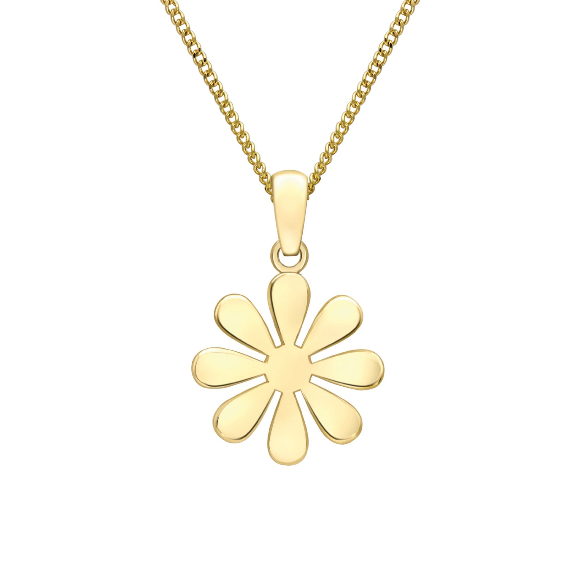 Ladies 9ct Yellow Gold  Hippy Daisy Flower Charm Pendant 11mm - FANR02600