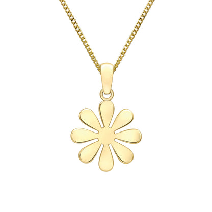 Ladies 9ct Yellow Gold  Hippy Daisy Flower Charm Pendant 11mm - FANR02600