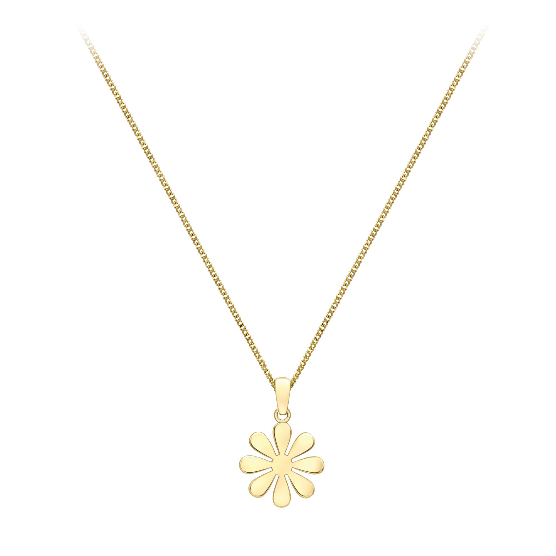 Ladies 9ct Yellow Gold  Hippy Daisy Flower Charm Pendant 11mm - FANR02600