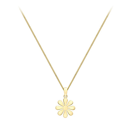 Ladies 9ct Yellow Gold  Hippy Daisy Flower Charm Pendant 11mm - FANR02600