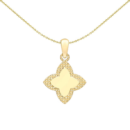 9ct Gold  Pointed Quatrefoil 4 Leaf Clover Charm Pendant 12mm - FANR02602