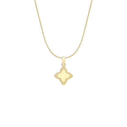 9ct Gold  Pointed Quatrefoil 4 Leaf Clover Charm Pendant 12mm - FANR02602