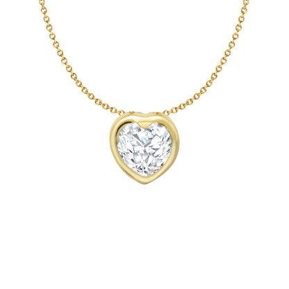 9ct Gold  CZ Love Heart Bezel Solitaire Charm Pendant 6mm - FANR02603