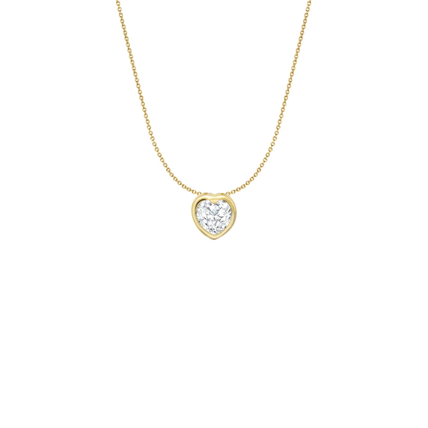 9ct Gold  CZ Love Heart Bezel Solitaire Charm Pendant 6mm - FANR02603