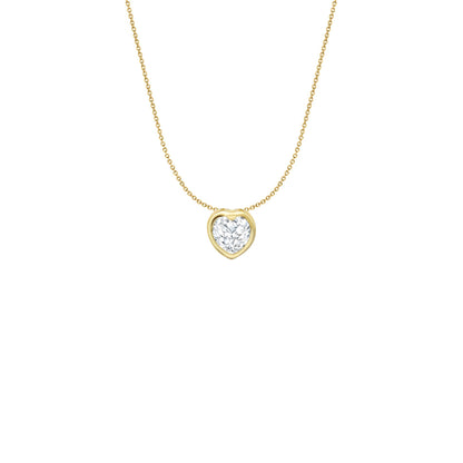 9ct Gold  CZ Love Heart Bezel Solitaire Charm Pendant 6mm - FANR02603