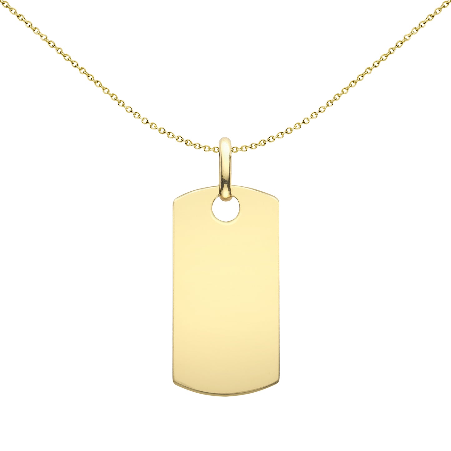 9ct Gold  Rectangular Dog Tag Pendant - FANR02604