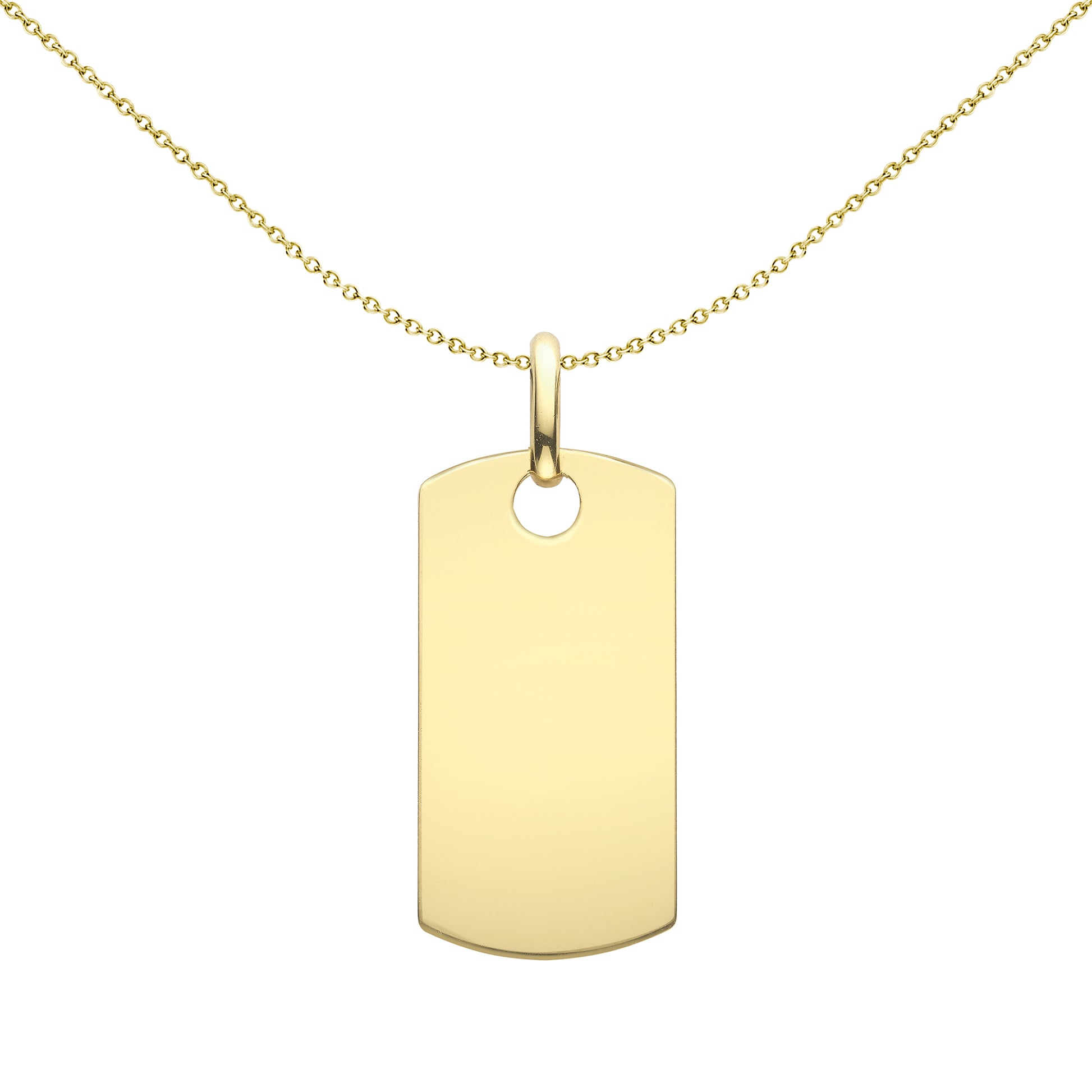 9ct Gold  Rectangular Dog Tag Pendant - FANR02604