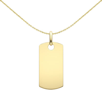 9ct Gold  Rectangular Dog Tag Pendant - FANR02604