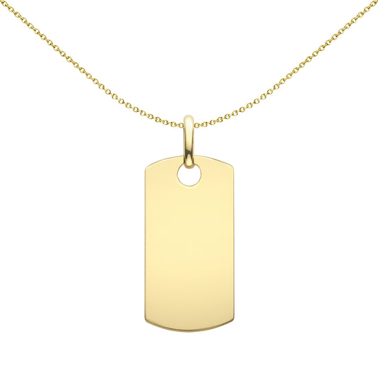 9ct Gold  Rectangular Dog Tag Pendant - FANR02604