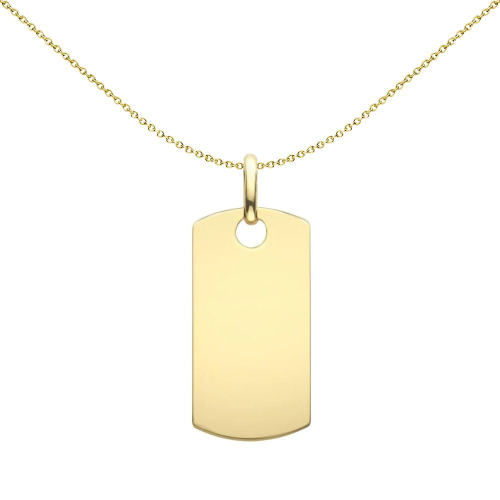 9ct Gold  Rectangular Dog Tag Pendant - FANR02604