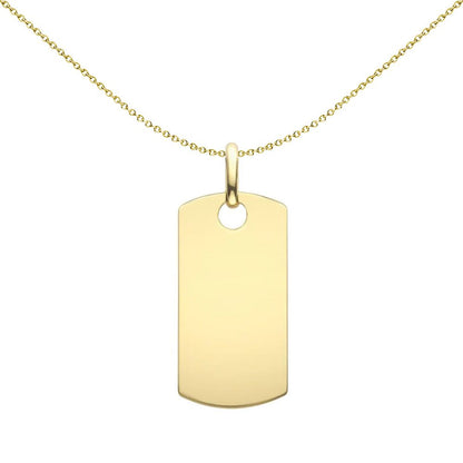 9ct Gold  Rectangular Dog Tag Pendant - FANR02604