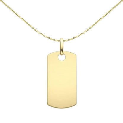 9ct Gold  Rectangular Dog Tag Pendant - FANR02604