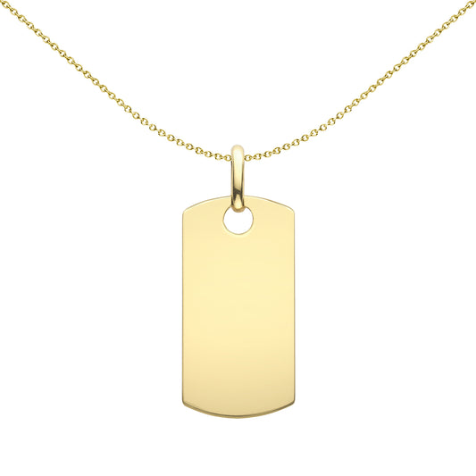 9ct Gold  Rectangular Dog Tag Pendant - FANR02604