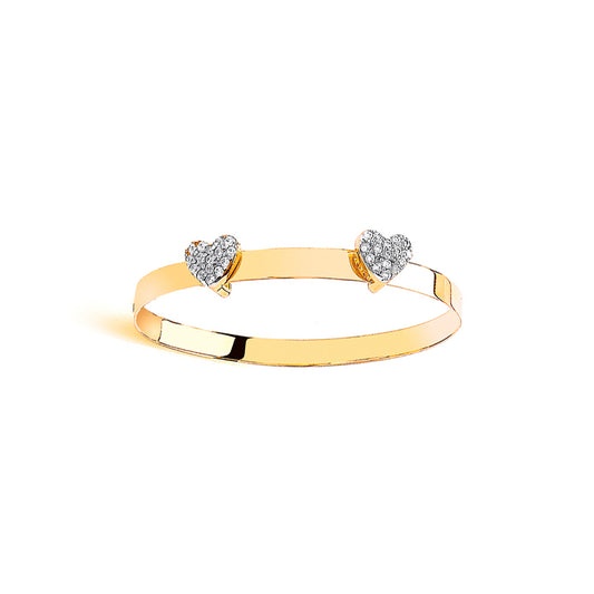 9ct Gold Expandable Childrens' CZ Heart Bangle - G9BN1004