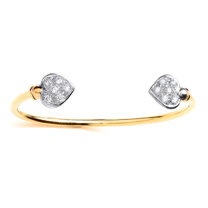 9ct Gold  Baby CZ Heart Torque Bangle - G9BN1011