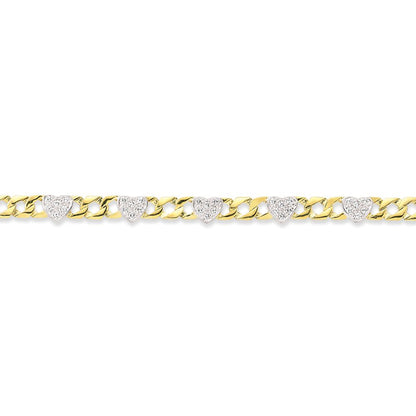 9ct Gold  Bracelet Triple CZ Heart Bracelet - G9CBR0001