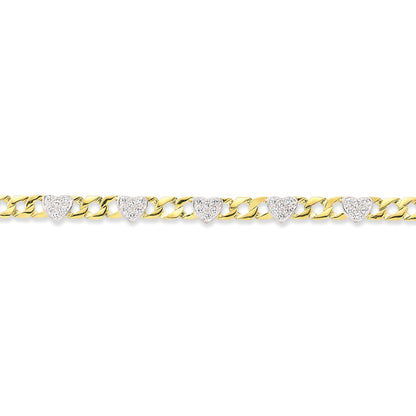 9ct Gold  Bracelet Triple CZ Heart Bracelet - G9CBR0001