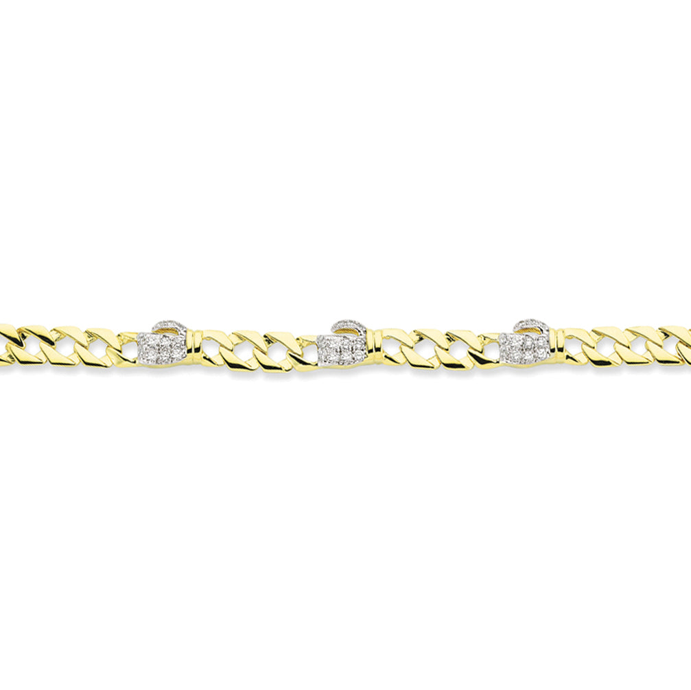 9ct Gold  Bracelet Triple CZ Boxing Glove Bracelet - G9CBR0002