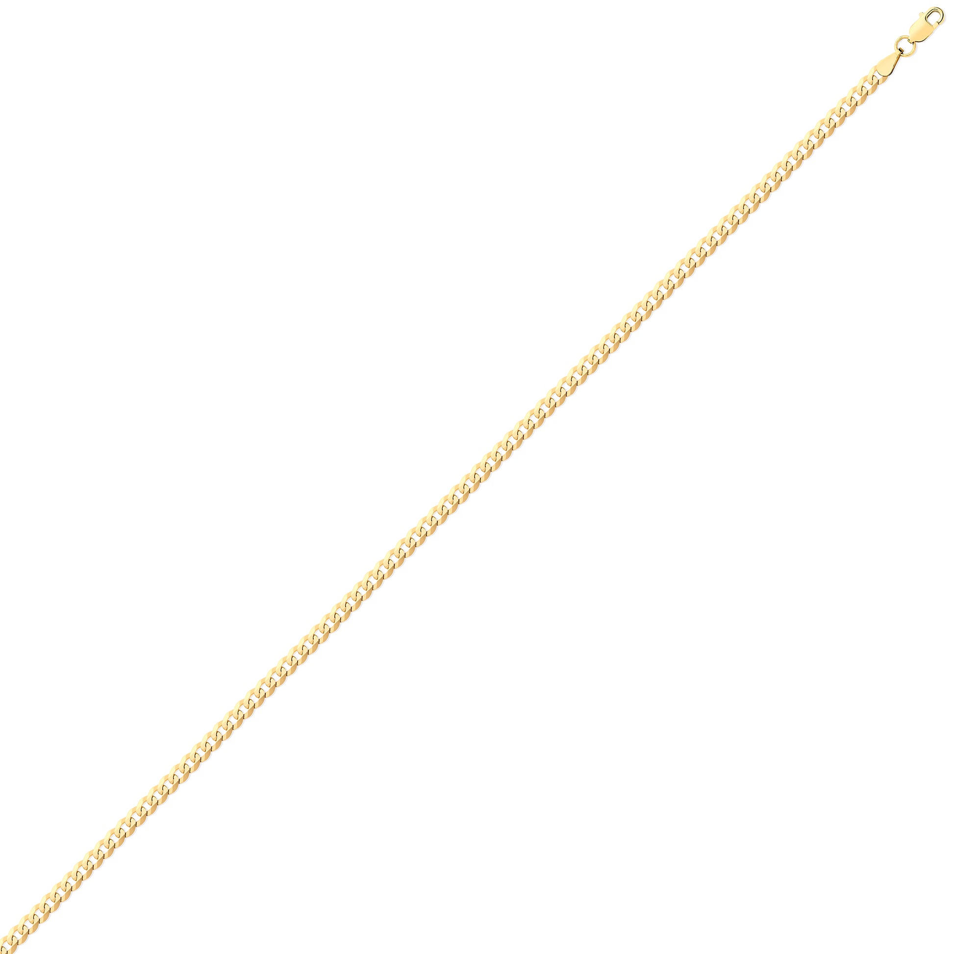 Unisex 9ct Gold  Bevelled Flat Curb Chain Necklace 3mm - G9CH001