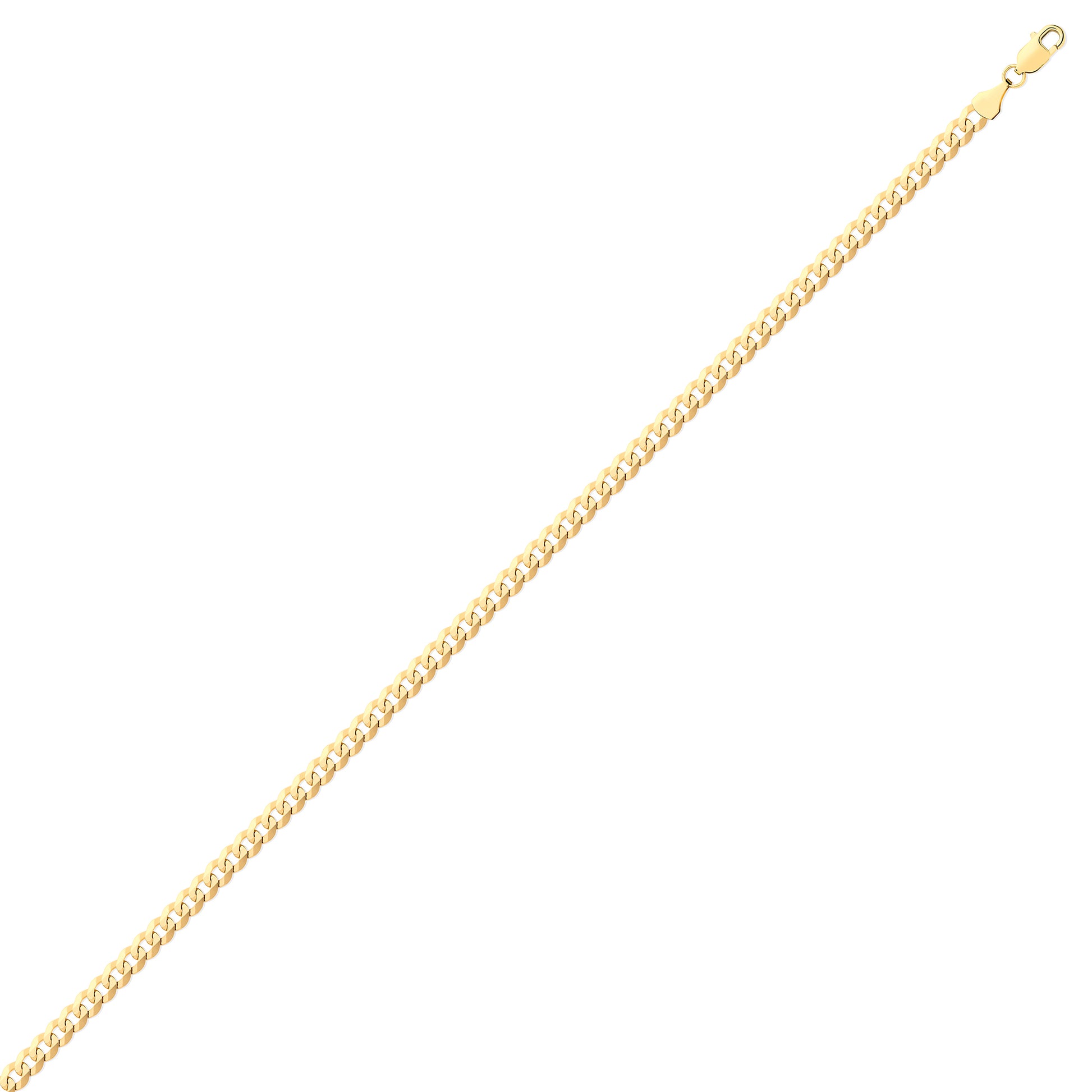 Unisex 9ct Gold  Bevelled Flat Curb Chain Necklace 4mm -