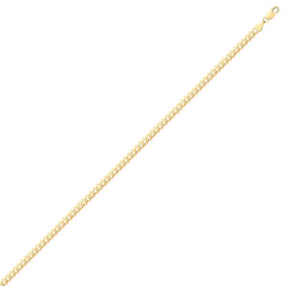 Unisex 9ct Gold  Bevelled Flat Curb Chain Necklace 4mm - G9CH002