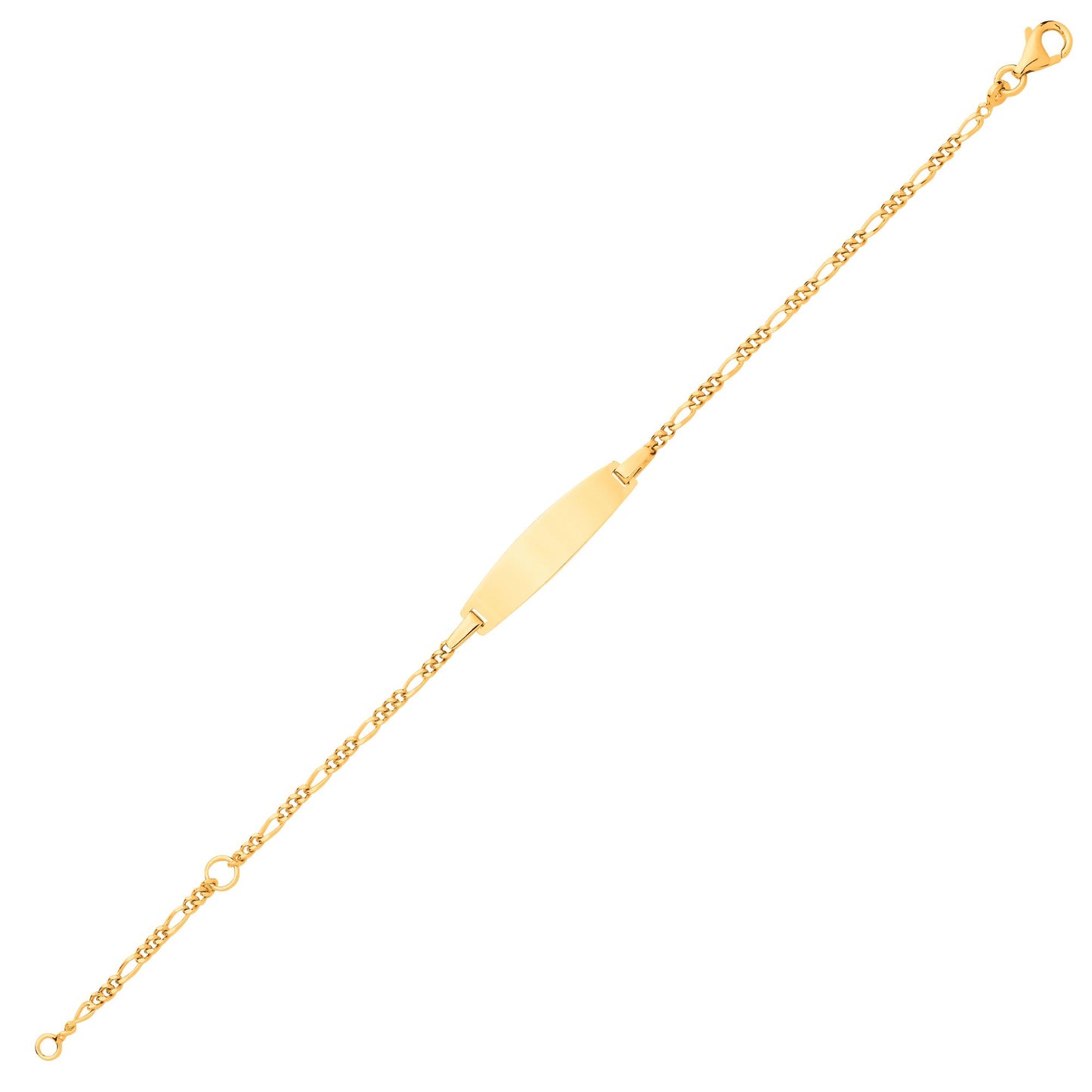 Kids 9ct Gold  Classic Figaro Oval Convex Identity ID Bracelet 6" - G9CID0005