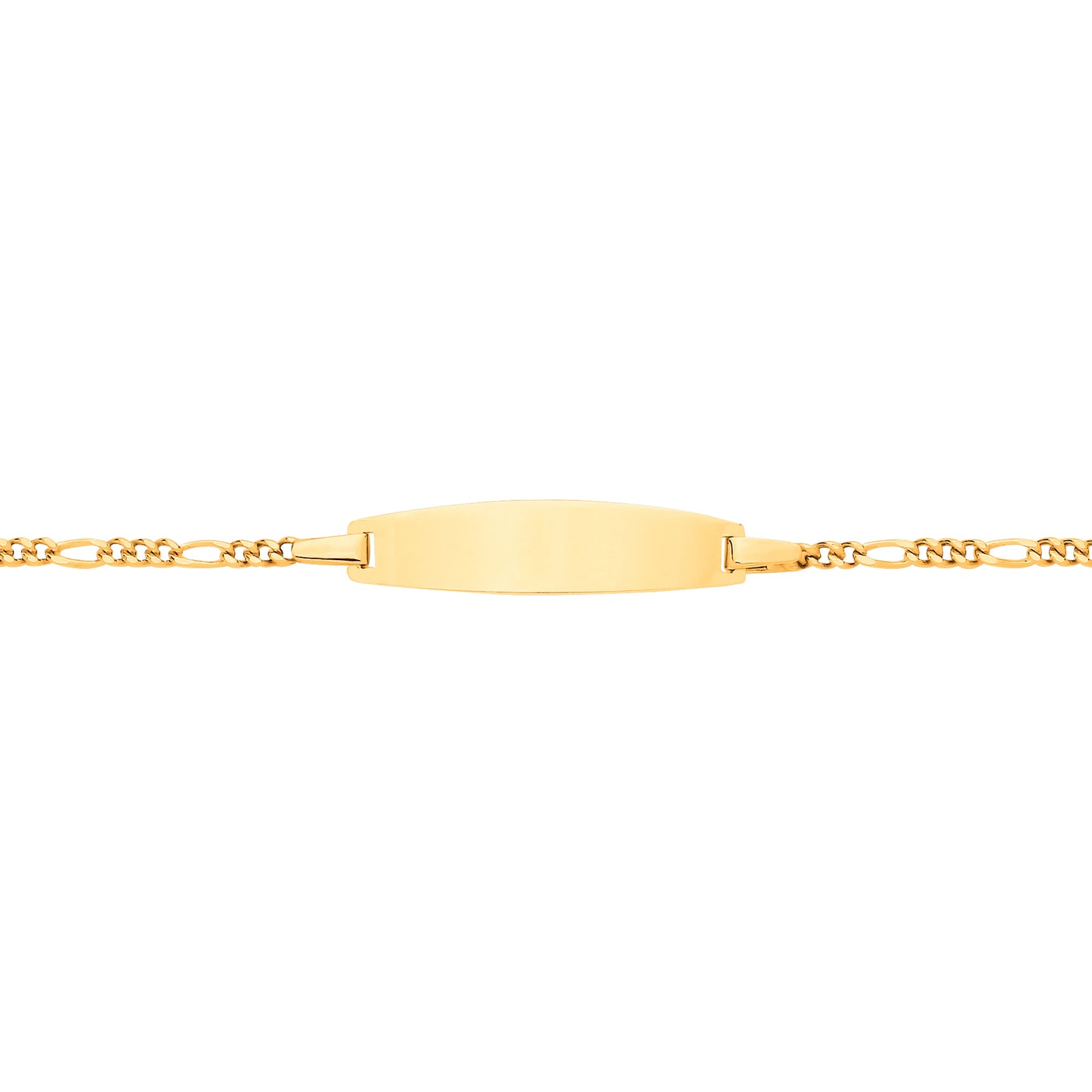 Kids 9ct Gold  Classic Figaro Oval Convex Identity ID Bar Bracelet - G9CID0005