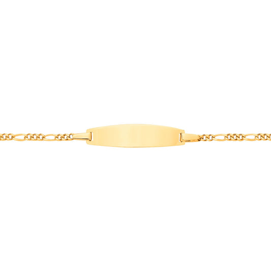 Kids 9ct Gold  Classic Figaro Oval Convex Identity ID Bracelet 6" - G9CID0005