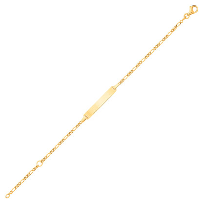 Kids 9ct Gold  Classic Figaro Chain Identity ID Bar Bracelet 6" - G9CID0006
