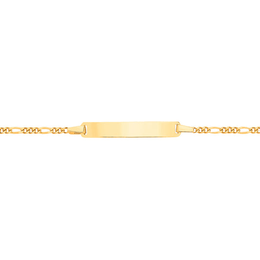 Kids 9ct Gold  Classic Figaro Chain Identity ID Bar Bracelet - G9CID0006