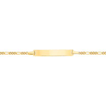 Kids 9ct Gold  Classic Figaro Chain Identity ID Bar Bracelet 6" - G9CID0006