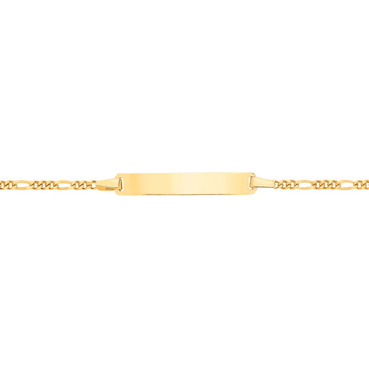 Kids 9ct Gold  Classic Figaro Chain Identity ID Bar Bracelet 6" - G9CID0006