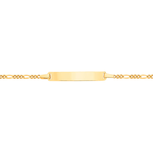 Kids 9ct Gold  Classic Figaro Chain Identity ID Bar Bracelet 6" - G9CID0006