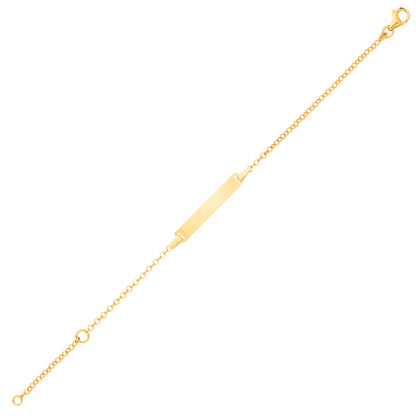 Kids 9ct Gold  Round Belcher Identity ID Bar Bracelet 5 + 1 inch - G9CID0007