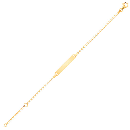 Kids 9ct Gold  Round Belcher Identity ID Bar Bracelet 5 + 1 inch - G9CID0007