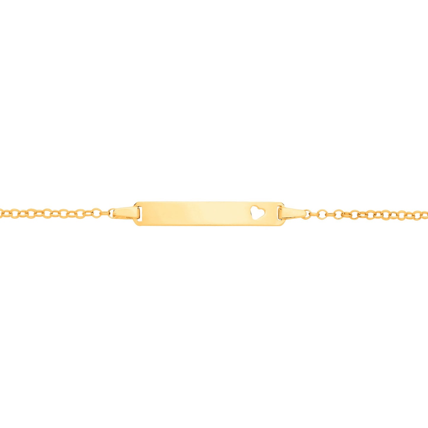 Kids 9ct Gold  Round Belcher Heart Identity ID Bar Bracelet 5 + 1" - G9CID0008