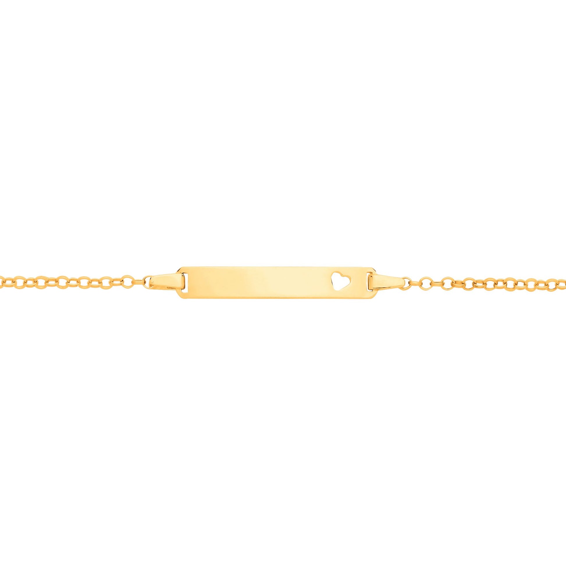 Kids 9ct Gold  Round Belcher Heart Identity ID Bar Bracelet 5 + 1" - G9CID0008