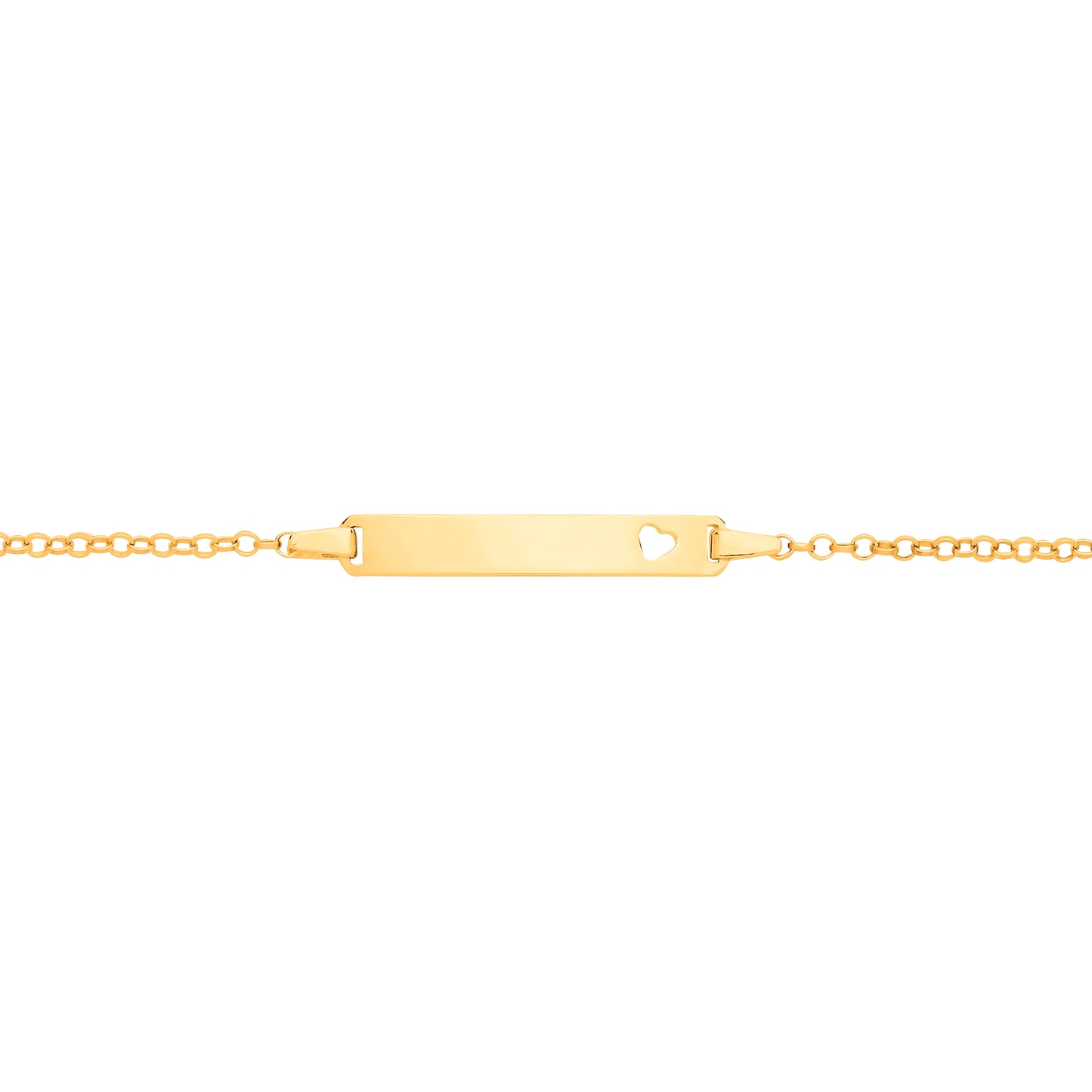 Kids 9ct Gold  Round Belcher Heart Identity ID Bar Bracelet 5 + 1" - G9CID0008