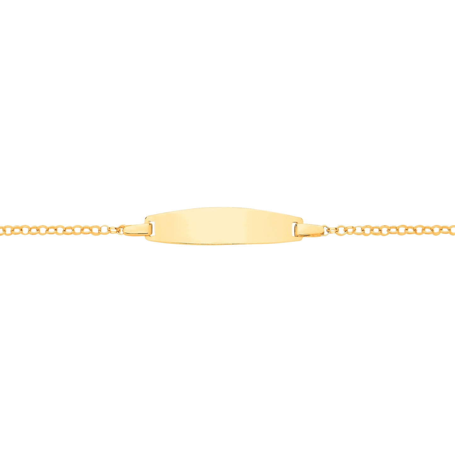Kids 9ct Gold  Round Belcher Oval Convex Identity ID Bar Bracelet - G9CID0009